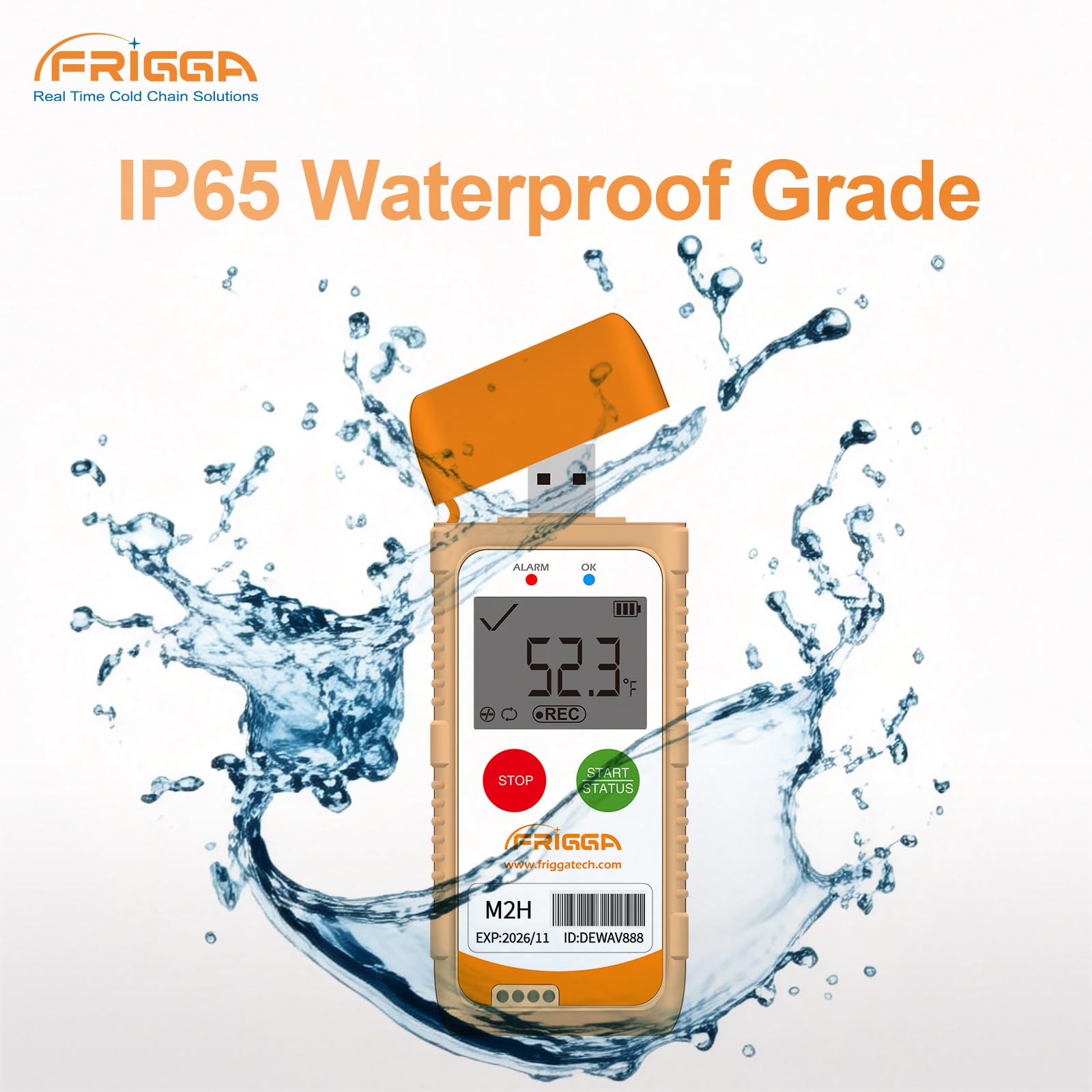 Frigga M2H - Paquete de 10 registradores de datos de temperatura y humedad reutilizables USB digital para refrigerador, termómetro multiusos de alta precisión, 28800 puntos, informe PDF CSV