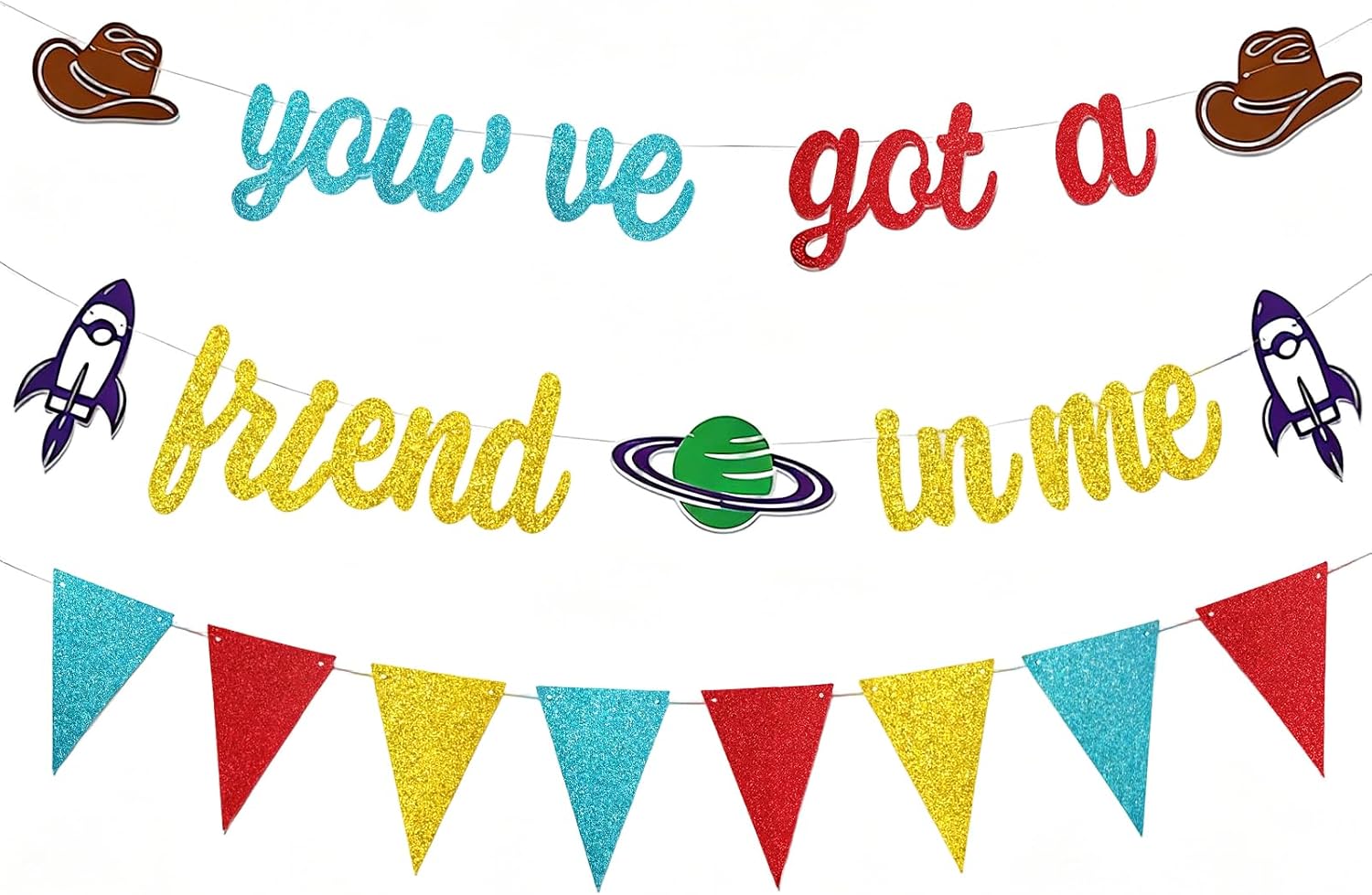 You've Got a Friend in Me Birthday Banner with Glitter Pennant