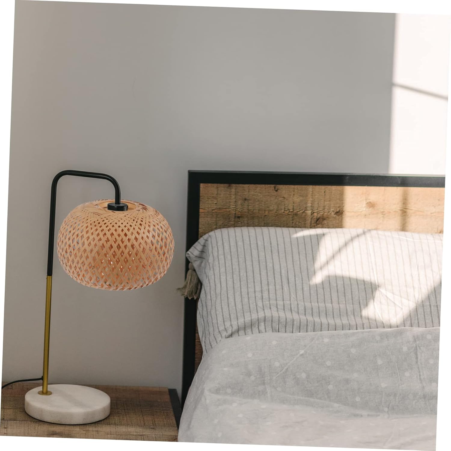 1pc Woven Lampshade Rustic Khaki Pendant Light Cover for Dining Room and Home Decor Natural Light Accessory