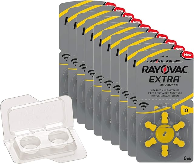 Rayovac Extra Type 10 P10 PR70 ZL4 Hearing Aid Batteries, Mercury-Free - Pack of 60