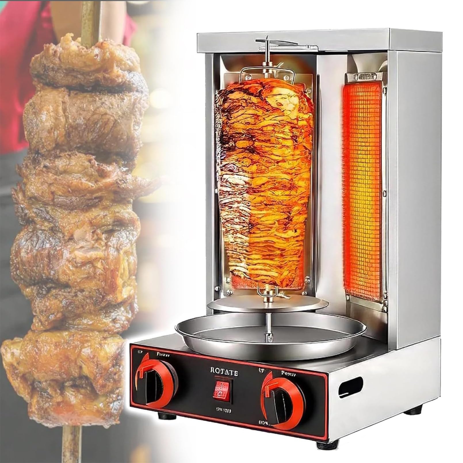 XNXYSMKJ Multi Grill Vertical Grill Vertical For Kebab Roast Chicken Skewers Rotisserie Rotating Even Heat Diffusion Grill Doner Kebab Machine.Barbecue Stand.for Hotels