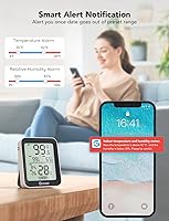Vista 4 de Govee Termómetro higrómetro para interiores, paquete de 3, medidor de temperatura de humedad Bluetooth con pantalla LCD grande, alerta de Negro
