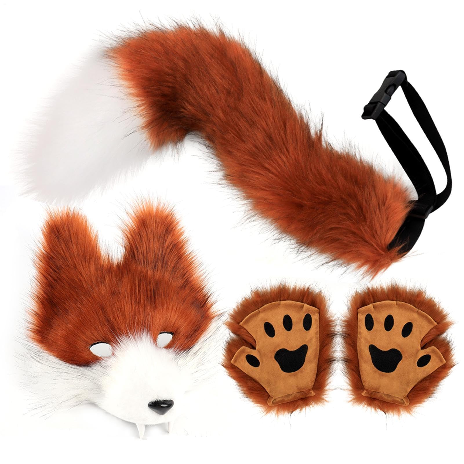 Hnsphui Wolf Costume Set, Faux Wolf Dress Up Accessories, Cosplay Animal Outfit Fancy Dress Accessories For Fashion Show Stage Performance Masquerade Carnival Christmas