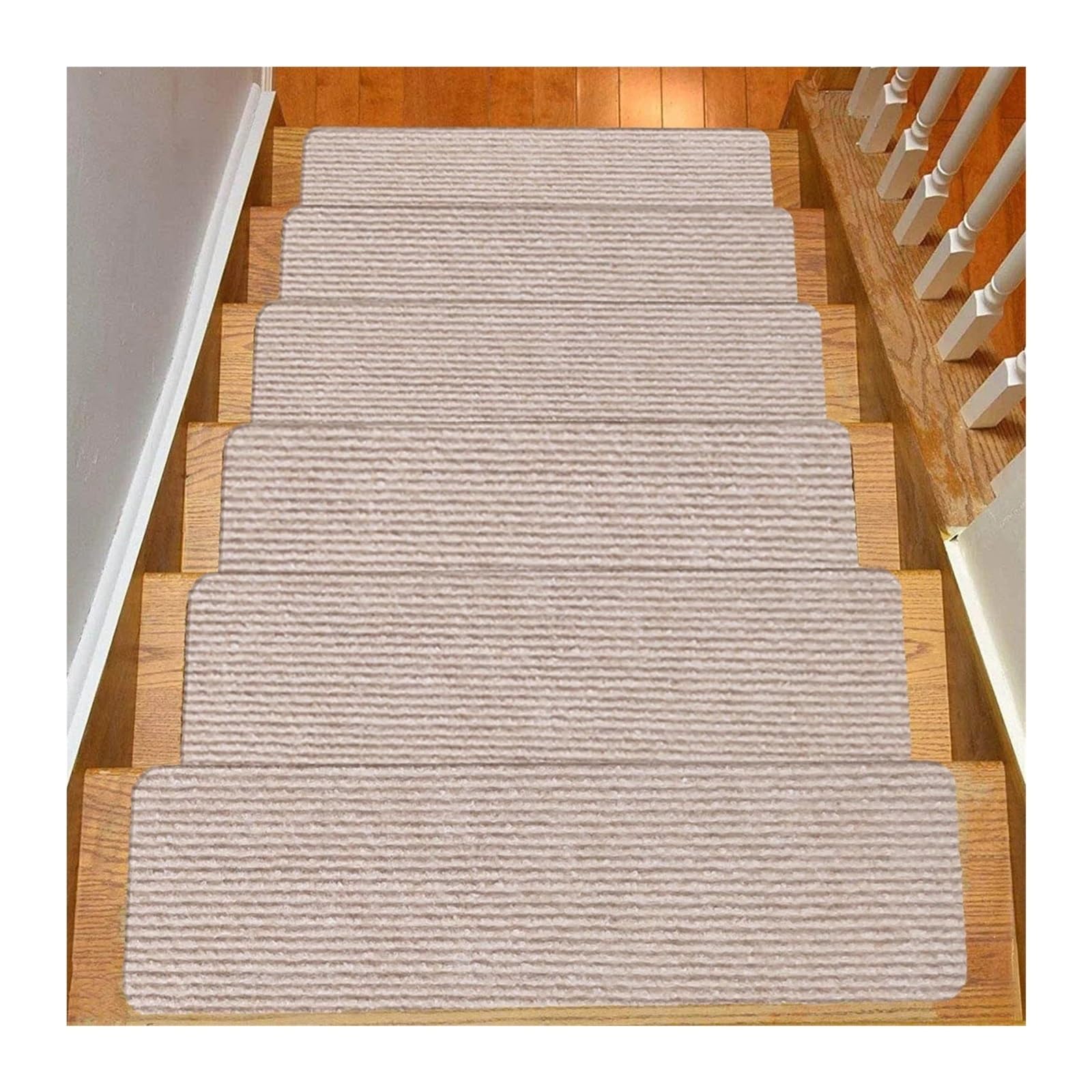 Alfombrillas antideslizantes para escaleras: evita resbalones en casa con este set de 8 piezas café claro