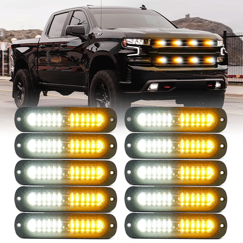 Xprite White Amber 12 LED Emergency Strobe Lights Kit