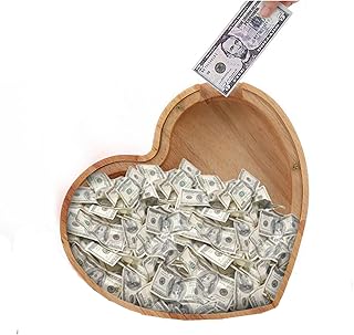alfyng Wooden Heart Piggy Bank, Personalized Heart Shape Coin Bank, Paint and Decorate Craft Money Saving Bank Box, Makes a Gift, Decor, Savings Piggy Bank for DIY