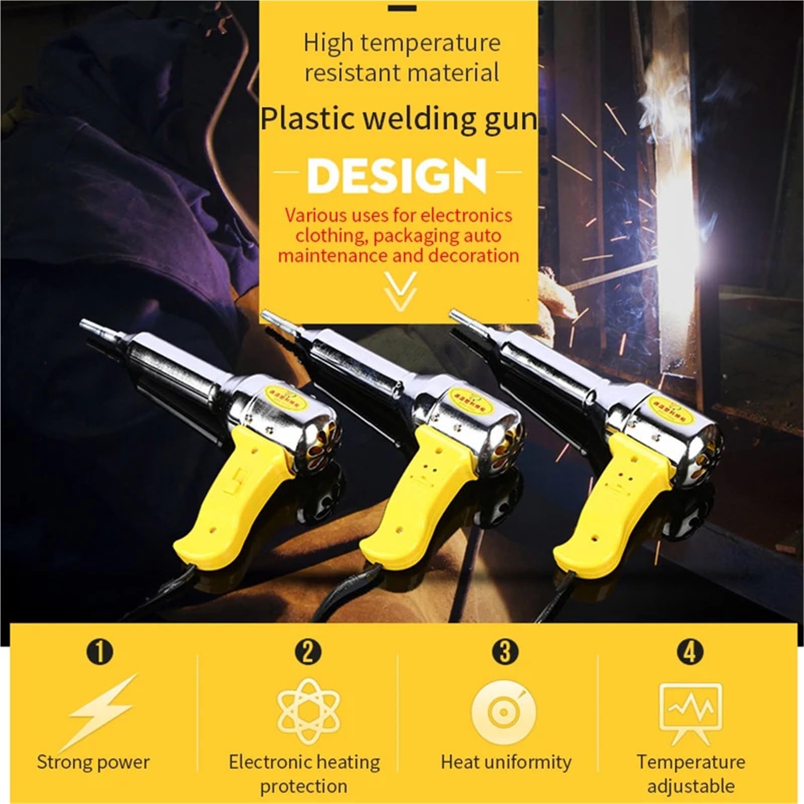 Soldadores Pistola de Soldadura de Aire Caliente de plástico de 700 W, Herramienta de soplete,Kit de Pistola de Aire Caliente Ajustable, Soldador de PE, PP y PVC