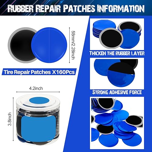 Miniatura 2 de Tallew 160 parches radiales resistentes para neumáticos, kit de reparación rápida de pinchazos de neumáticos fríos para coche, camión, motocicleta,