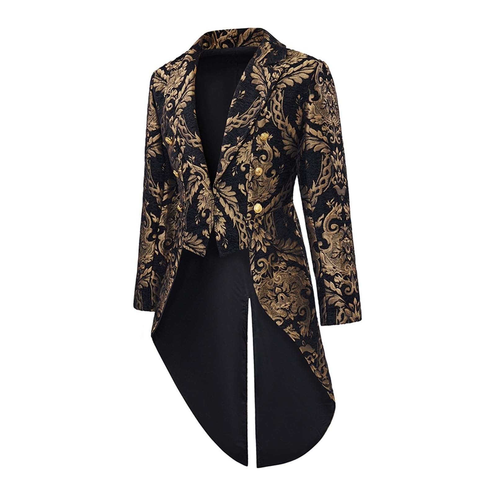 Generisch Frack Herren Gothic Steampunk Frack Mantel Mittelalter Viktorianischen Jacke Karneval Faschingskostüme Vintage Kostüm Viking Renaissance Smoking Pirat Halloween Mäntel