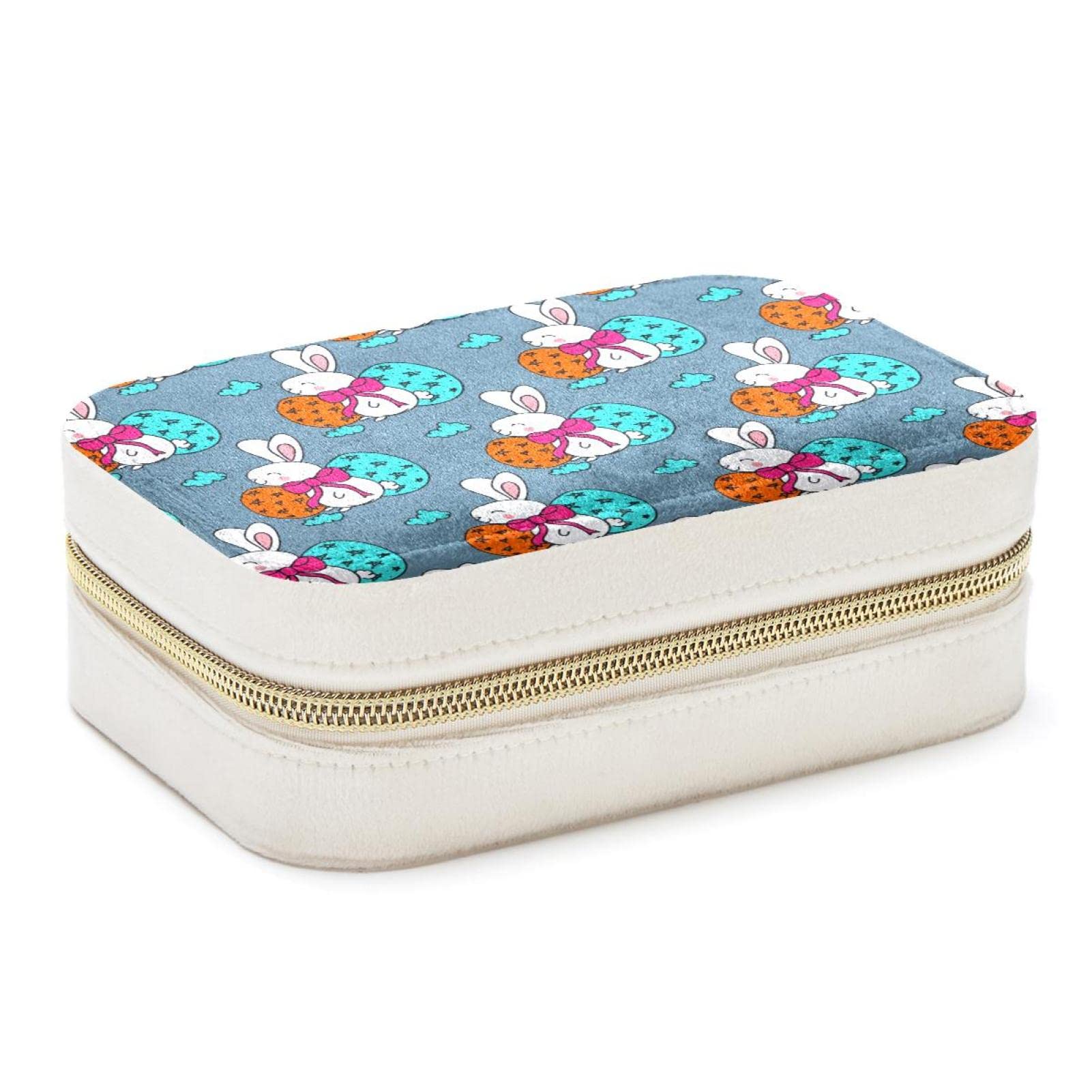 Boîte à bijoux voyage lapin pour bagues et colliers - Organiseur rose pastel fille