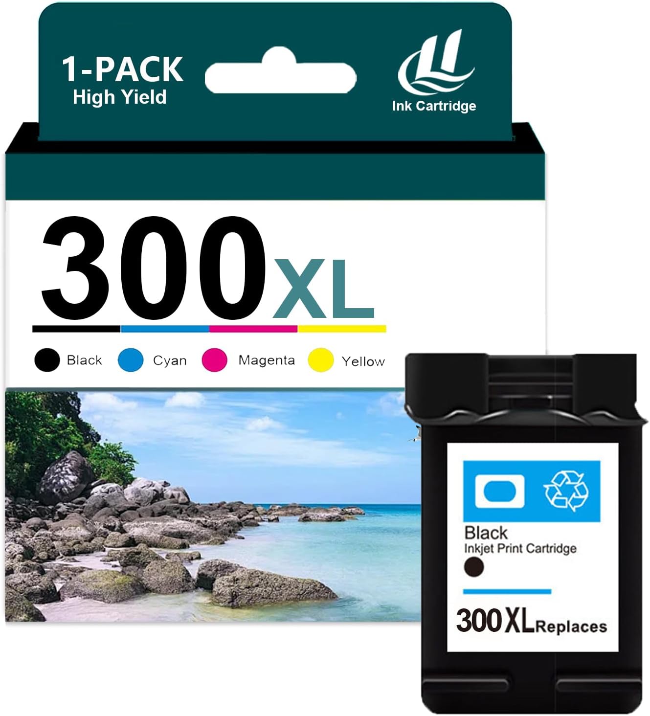 Compatible for HP 300XL Ink Cartridge Combo Pack Replacement for 300 XL Cartridges Fit for HP Deskjet D1600 D1620 D1630 D1658 F2400 F2410 F2418 F2420 F4440 Printers (1 Black)