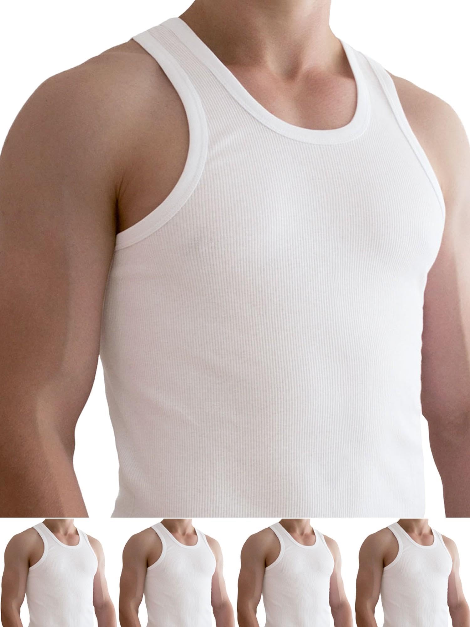 normani Herren 5er Pack Tank Top Classic Unterhemd - 100% gekämmte Doppelripp Baumwolle - Weiß - Einlaufvorbehandelt bix 4XL