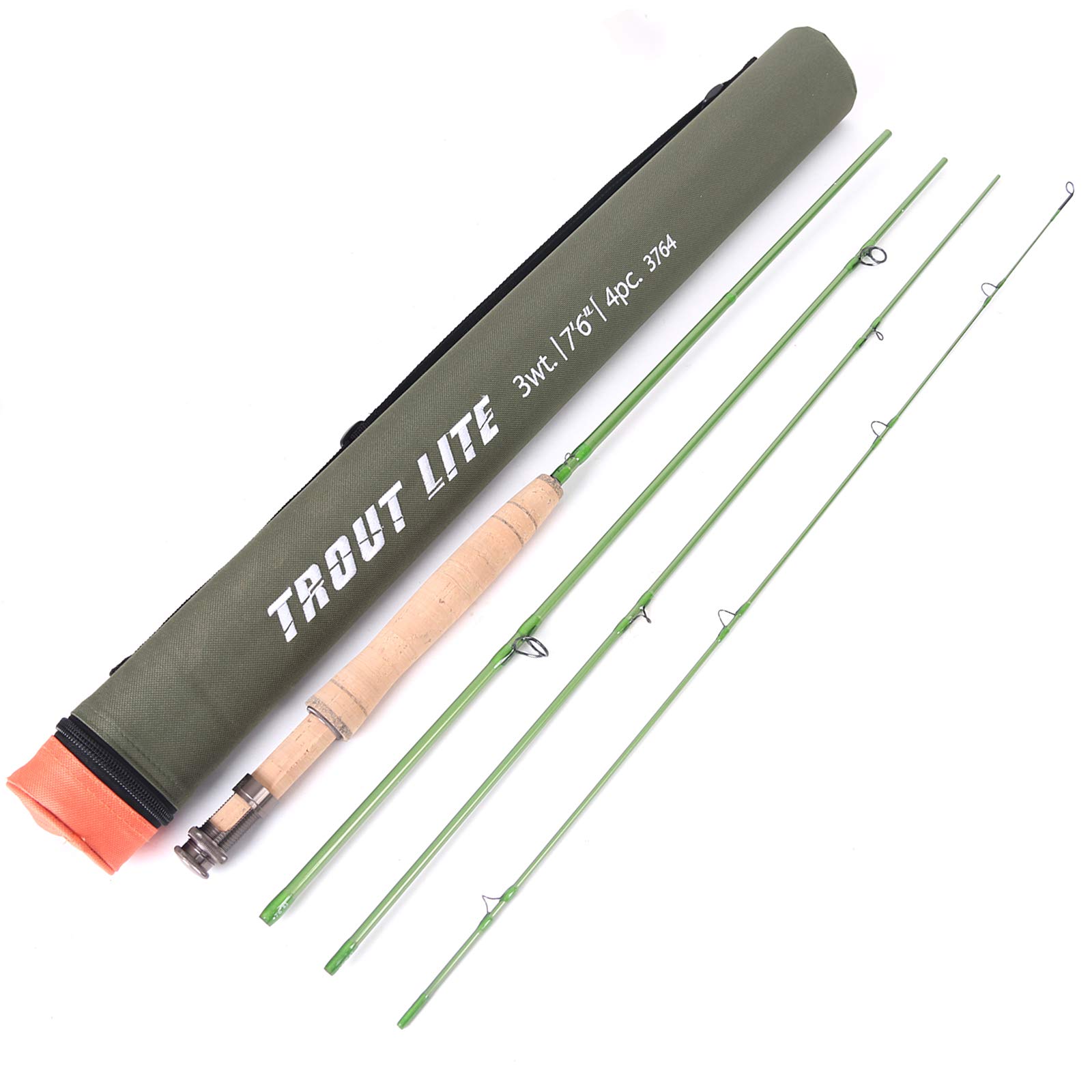 Trout Lite Fly Fishing Rod IM12 Graphite 4-piece-designed for the trout angler-Moderate Action,Light Presentation with Cordura Tube(Size: 3/4/5wt) (7'6'' 3wt-4pcs)