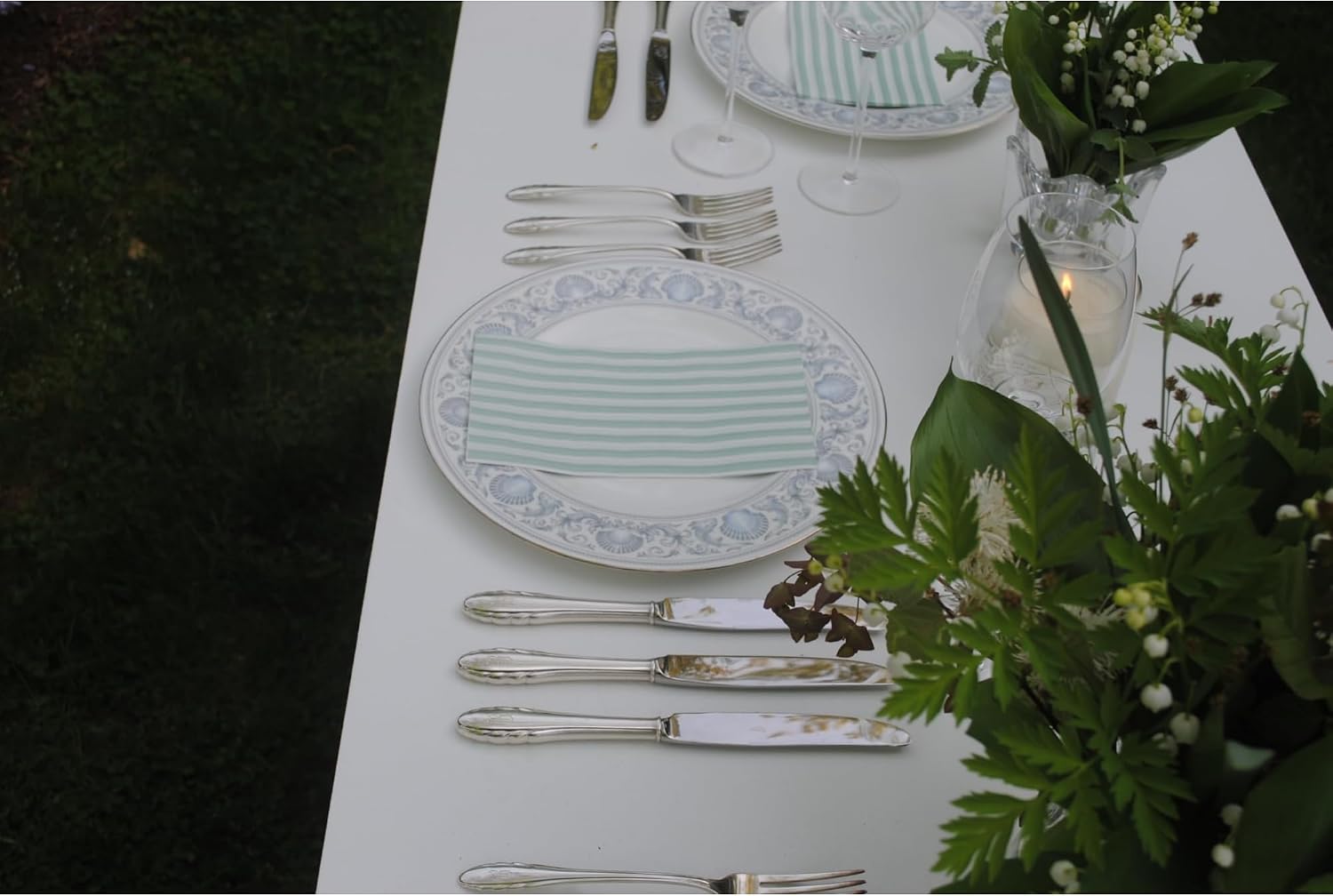 Stxy's Sage Green Striped Paper Napkins – 100ct Disposable Hand Towels for Bathroom, Wedding Showers, Boho Golf Parties & Guest Use – Decorative Pastel Stripes Paper Napkins for Special Occasions