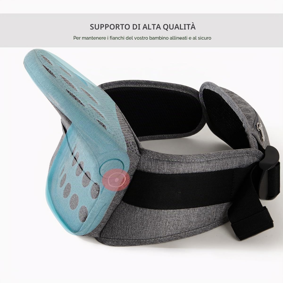SUNVENO Toddler Carrier Hipseat, marsupio pieghevole con fascia a vita lunga per bambini da 0 a 36 mesi, colore: grigio