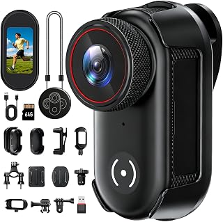 UYIKOO 4K Mini Body Action Camera with 1.47" Screen, 64GB Thumb Size Small POV Camera with WiFi, Tiny Wearable Magnetic Camcorder for Work Vlogging Cycling Motorcycle Pet Travel