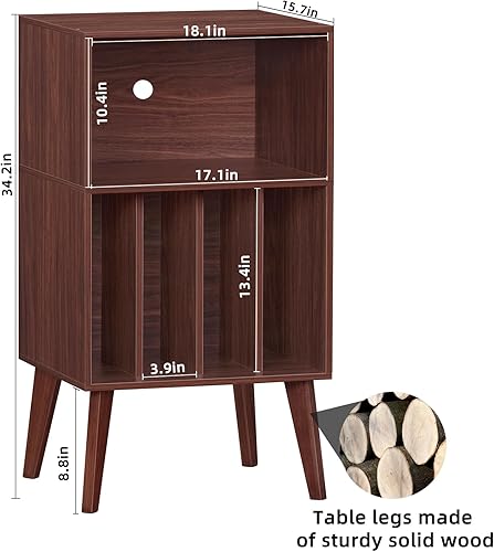 Miniatura 3 de Lerliuo Soporte para tocadiscos, soporte para tocadiscos de nogal con capacidad para hasta 160 álbumes, mesa de gabinete de almacenamiento de vinilo