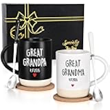 Great Grandparents Gifts, Great Grandpa Grandma Est 2026 Mugs, Christmas Gifts for Grandma Grandpa, Pregnancy Announcement for Grandparents, Gift for New Grandparent, 16 Oz with Spoon, Coaster