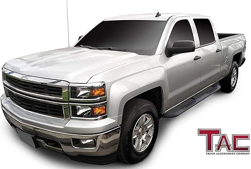 Miniatura 2 de TAC - Estribos laterales para Chevy SilveradoGMC Sierra 2001-2018 1500 y 2001-2019 25003500 Crew Cab (excluye CK Classic), barras laterales de 3