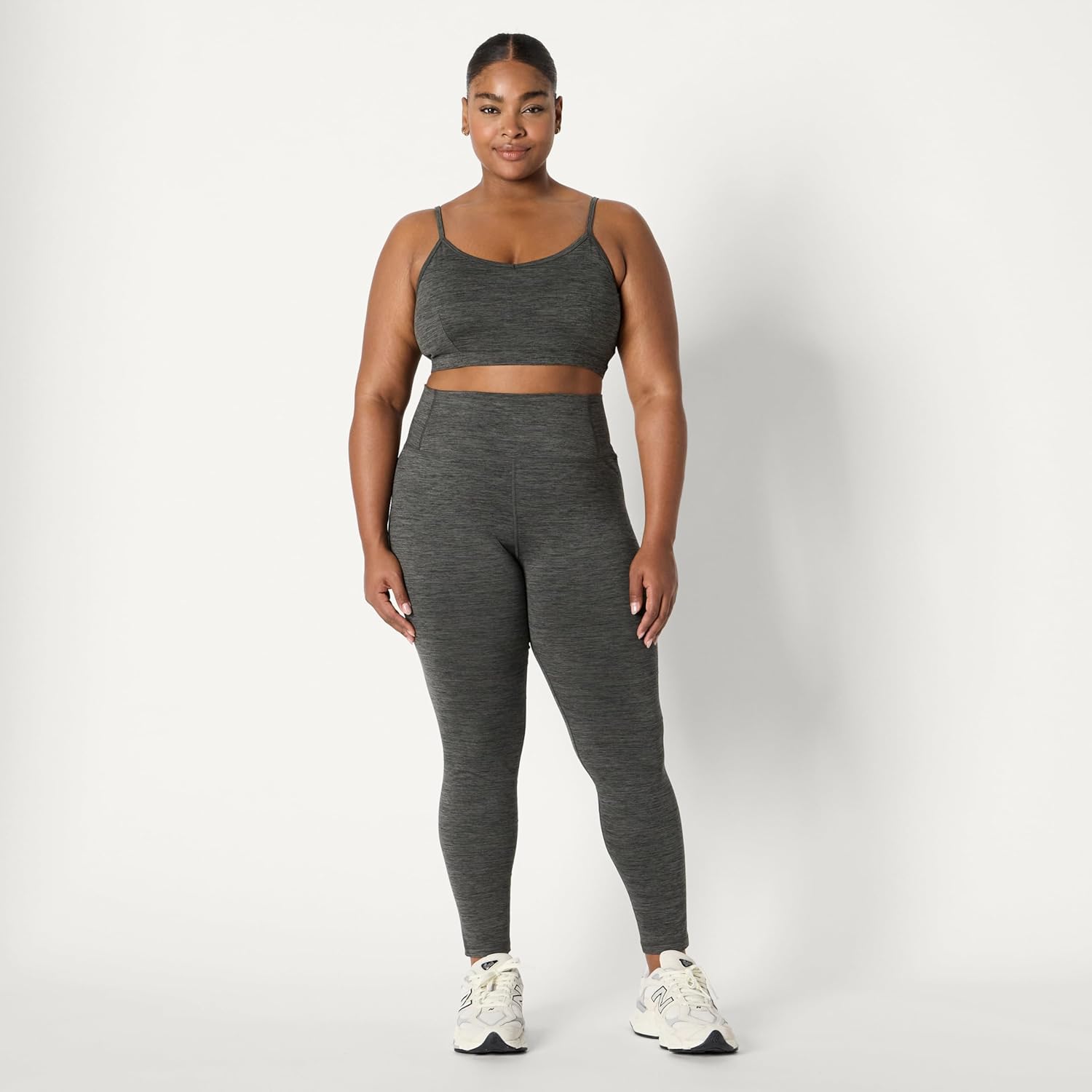 Amazon Essentials Women's Active FormFlex Buttery Soft Light Support Heathered Spaghetti Strap Yoga Sports Bra, Space Dye - Image 7