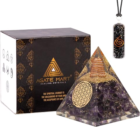 Amethyst Orgonite Pyramid with Black Tourmaline Pendant