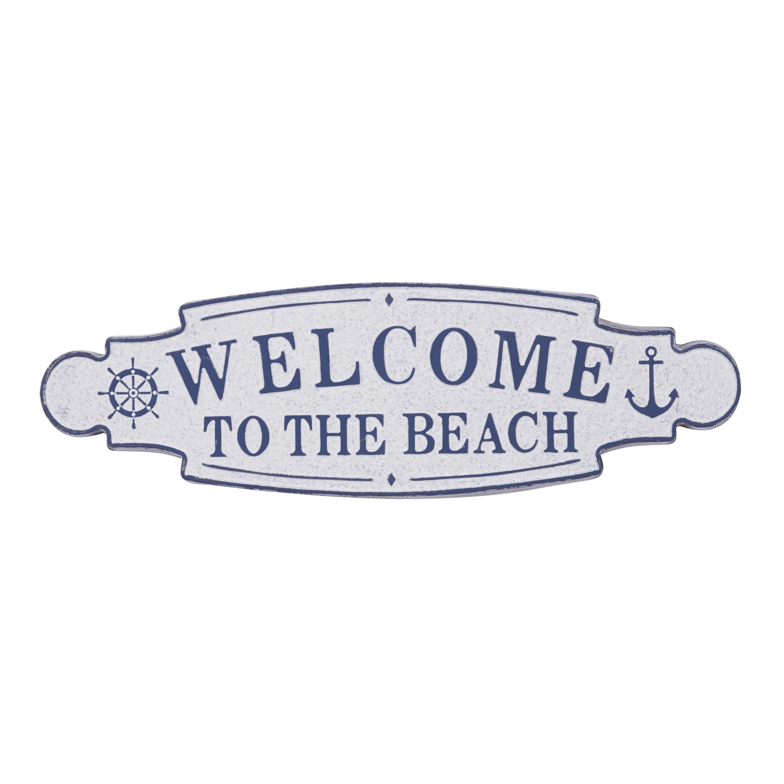 Deco 79 Letrero de metal con texto en inglés "Welcome to the Beach", 36 x 2 x 11 pulgadas, color azul