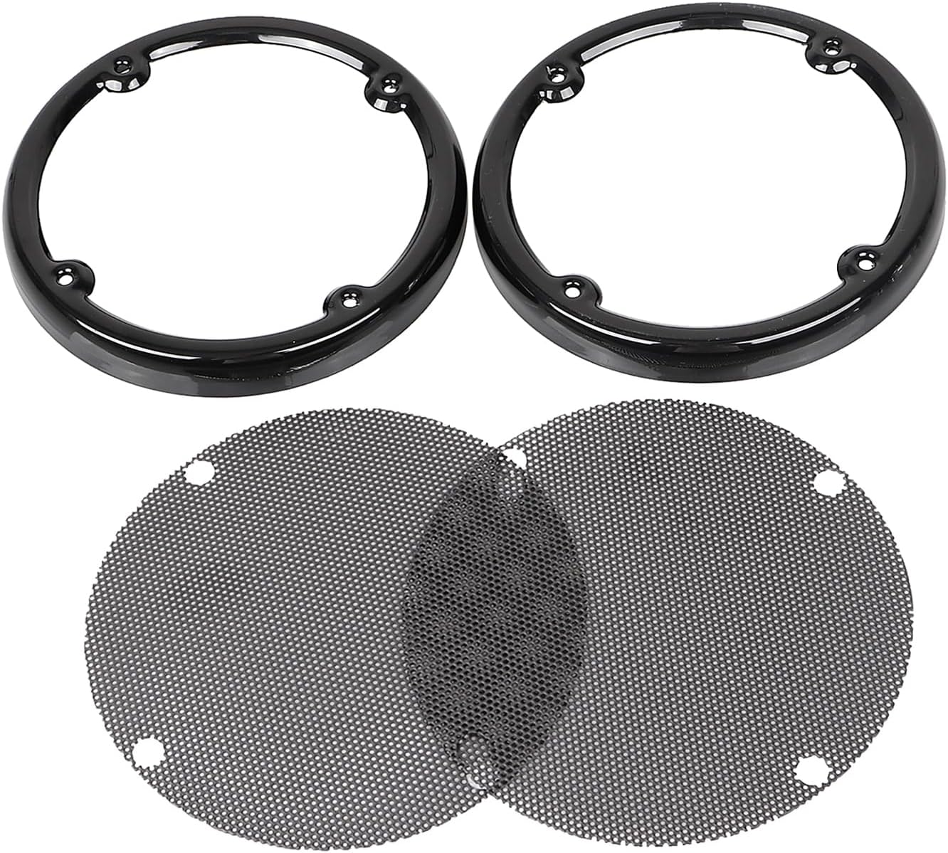 Black Tour Pak Speaker Trim w/Black Mesh Speaker Grills Fit For Harley Electra Glide Ultra Limited FLHTK Road Glide 1996-2013