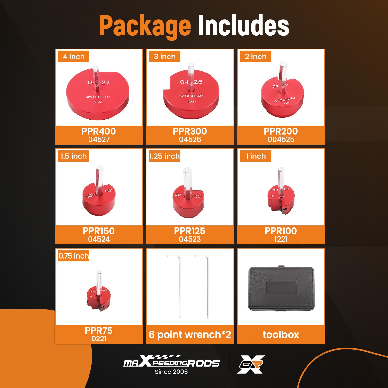 maXpeedingrods Kit de 7 escariadores de tubos de PVC con cabeza de aluminio de 3/4 pulgadas, 1 pulgada, 1-1/4 pulgadas, 1-1/2 pulgadas, 2 pulgadas, 3 pulgadas, 4 pulgadas, cabeza de aluminio, juego de