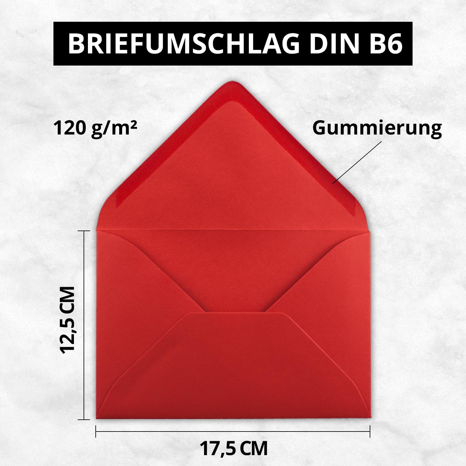 100x DIN B6 Faltkarten Set mit Umschlägen in Rot - 120 x 170 mm - ideal für Einladungskarten, Hochzeit, Taufe, Kommunion, Konfirmation - Marke: FarbenFroh
