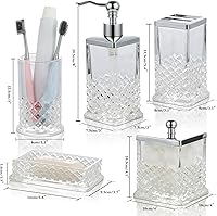 Vista 6 de Juego completo de accesorios de baño de cristal, juego completo de accesorios de baño de 5 piezas, incluye dispensador de loción, jabonera, soporte