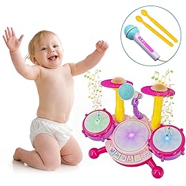 Pink Drum Set for Girls - Toddler Musical Instrument Kit