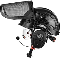 Vista 7 de Casco de seguridad para motosierra forestal GREEN DEVIL con orejeras Bluetooth Casco de arborista Casco duro con visera incorporada Protector facial
