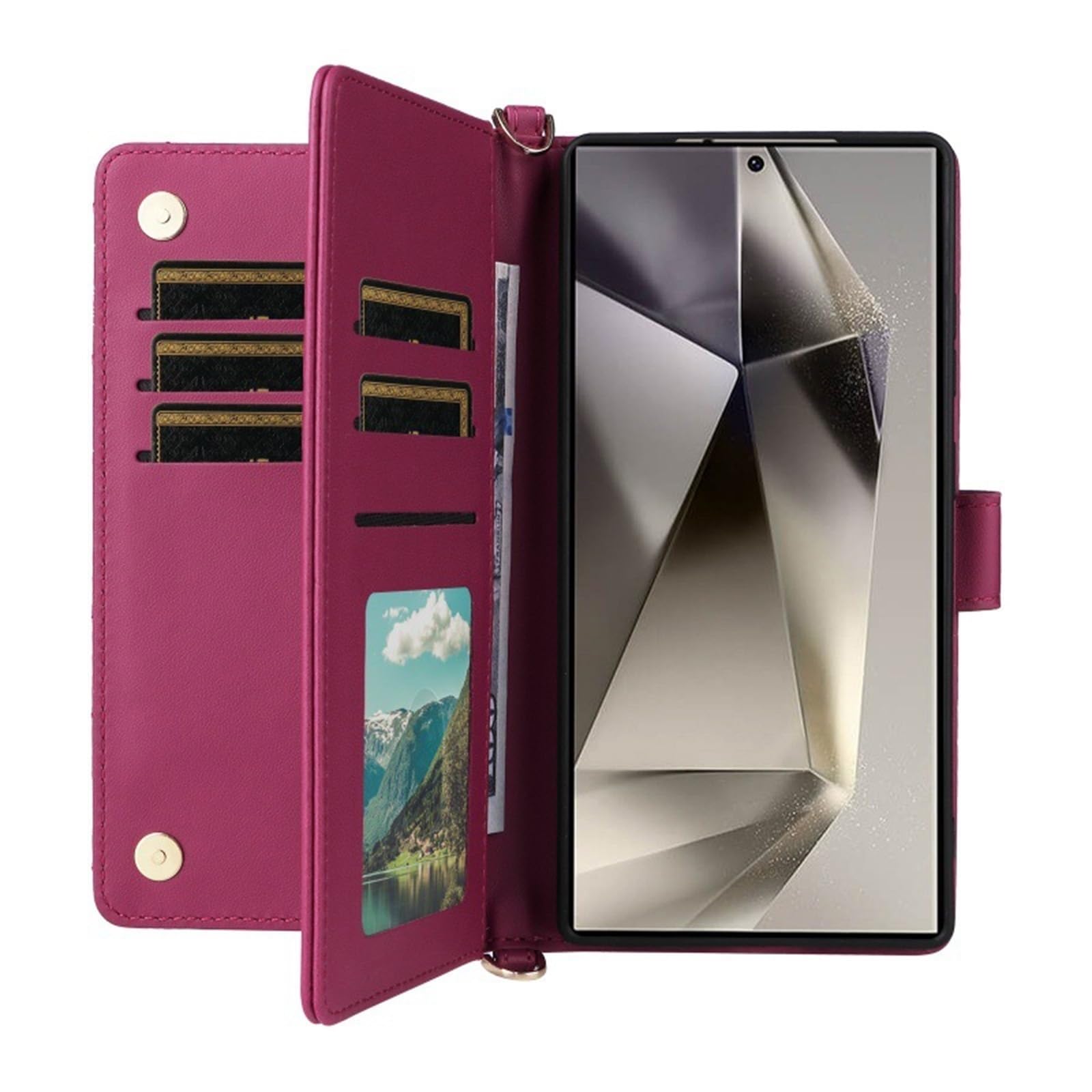 Etui do Samsung Galaxy S25/S25 Plus/S25 Ultra, skórzane portfele pokrowiec ochronny prosty futerał na telefon (czarny, S25)
