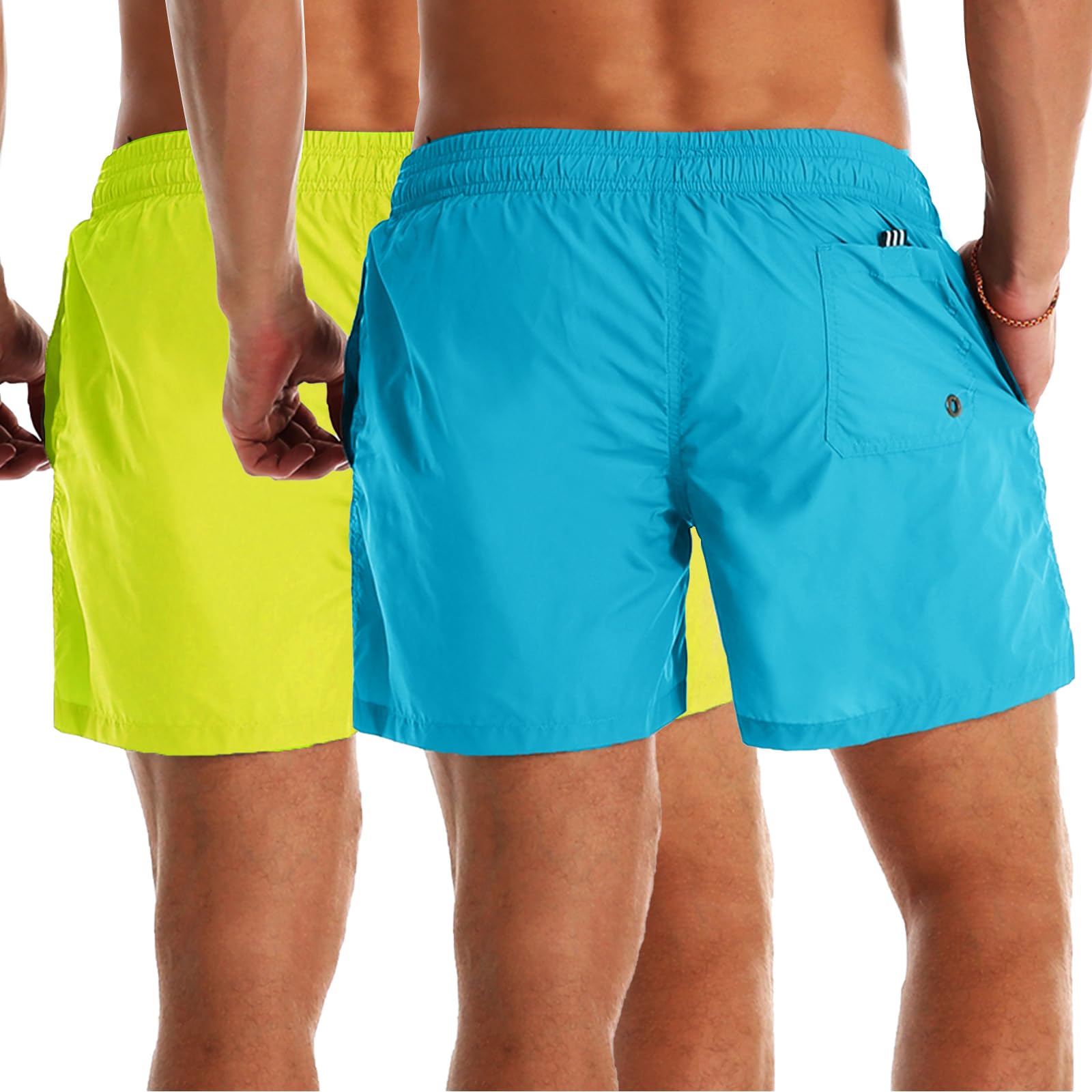 YnimioAOX Paquete de 2 trajes de baño para hombre, pantalones cortos de playa de secado rápido con forro de malla