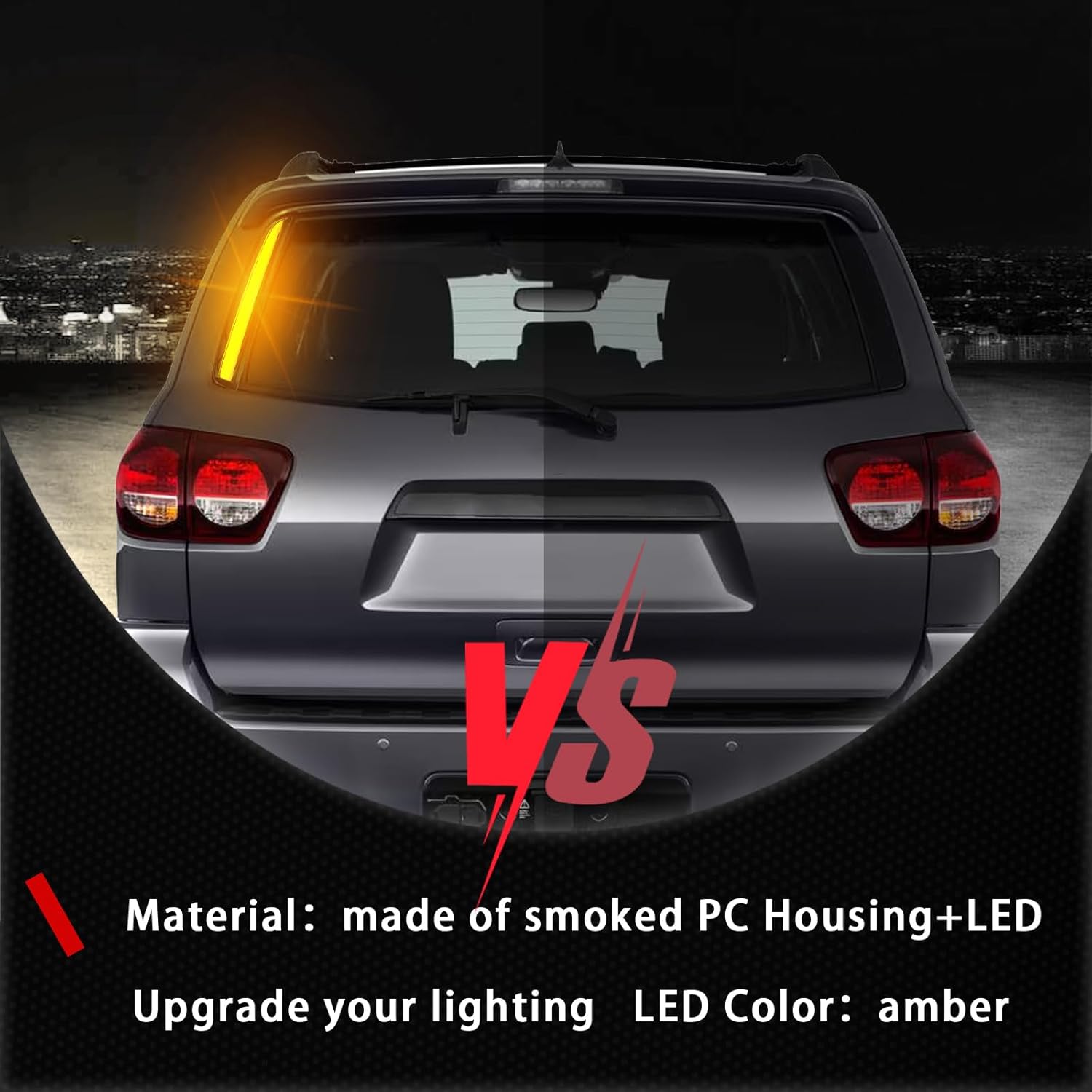 Smoked LED Rear Trunk Pillar Tail Light Column Replacement Compatible with Toyota Sequoia 2007-2021 SR5 Limited Platinum TRD PRO Capstone Plug and Play