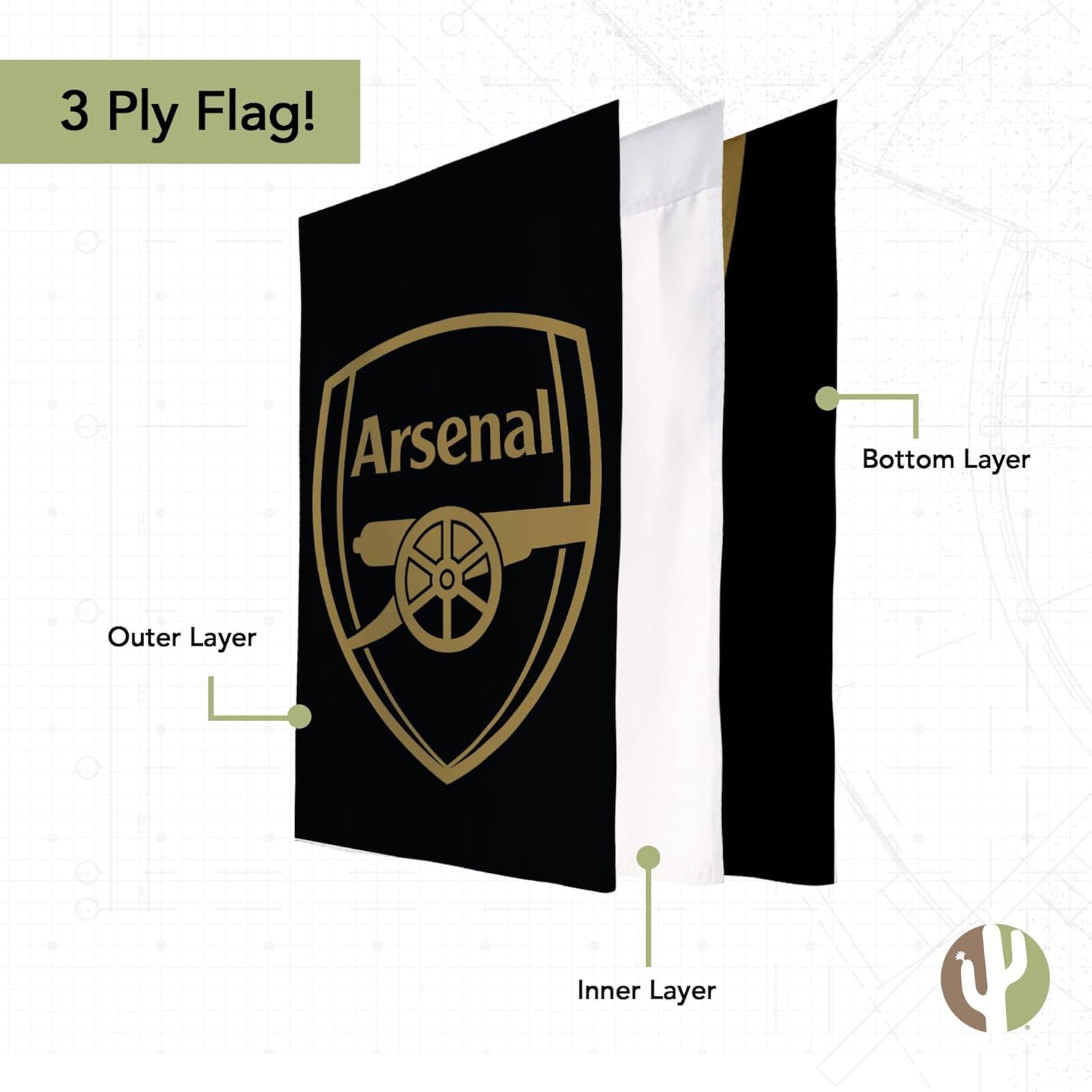 Desert Cactus Arsenal FC AFC Garden Flag – 19 x 12 inch Football Soccer Arsenal FC Banner, For Outdoor Display and Events (Garden Flag B) - Image 4
