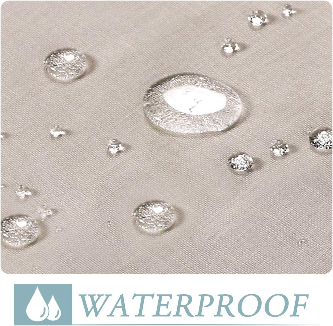 H.VERSAILTEX Outdoor Linen Sheer Curtains for Patio Waterproof - Outdoor Divider Privacy Added Light Filtering Porch Decor with Detachable Self-Stick Tab Top for Gazebo, Natural, 1 Piece, W52 x L95