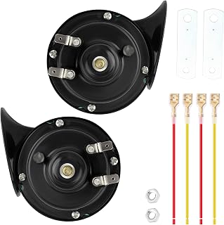 2PCS 12V Loud Car Horn with Installation Tools,Upgraded 300db Motorcycle Horn Stereoscopic Sound,Snail Like Appearance Truck Hornn Car Accessories for Truck SUV Motorcycle (Black)