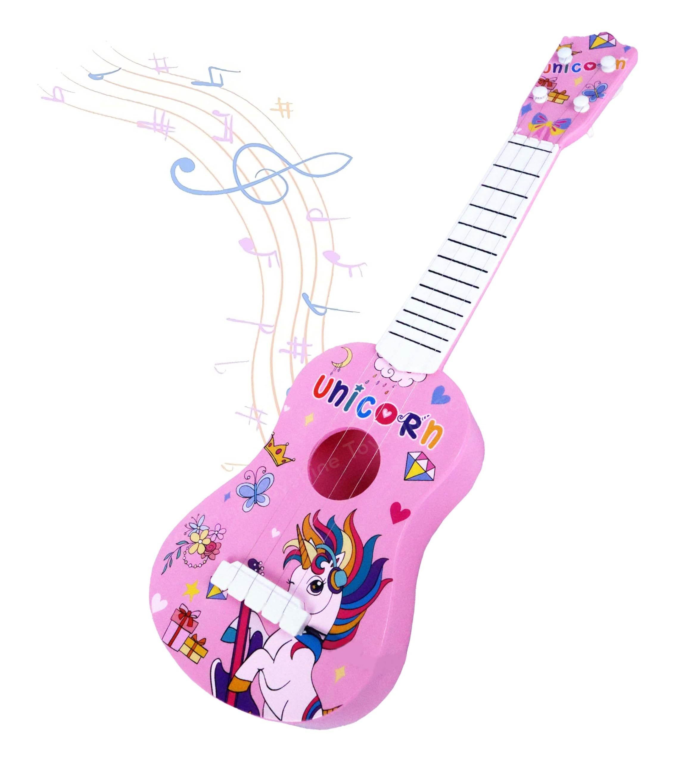 Toyshine 21" Jungle Theme 4 String Guitar Easy-to-Hold Thin Frets Low String Musical Instrument Learning Educational Toy Gift for Toddlers Kids (B0DDCSCZMH) Amazon Price History, Amazon Price Tracker