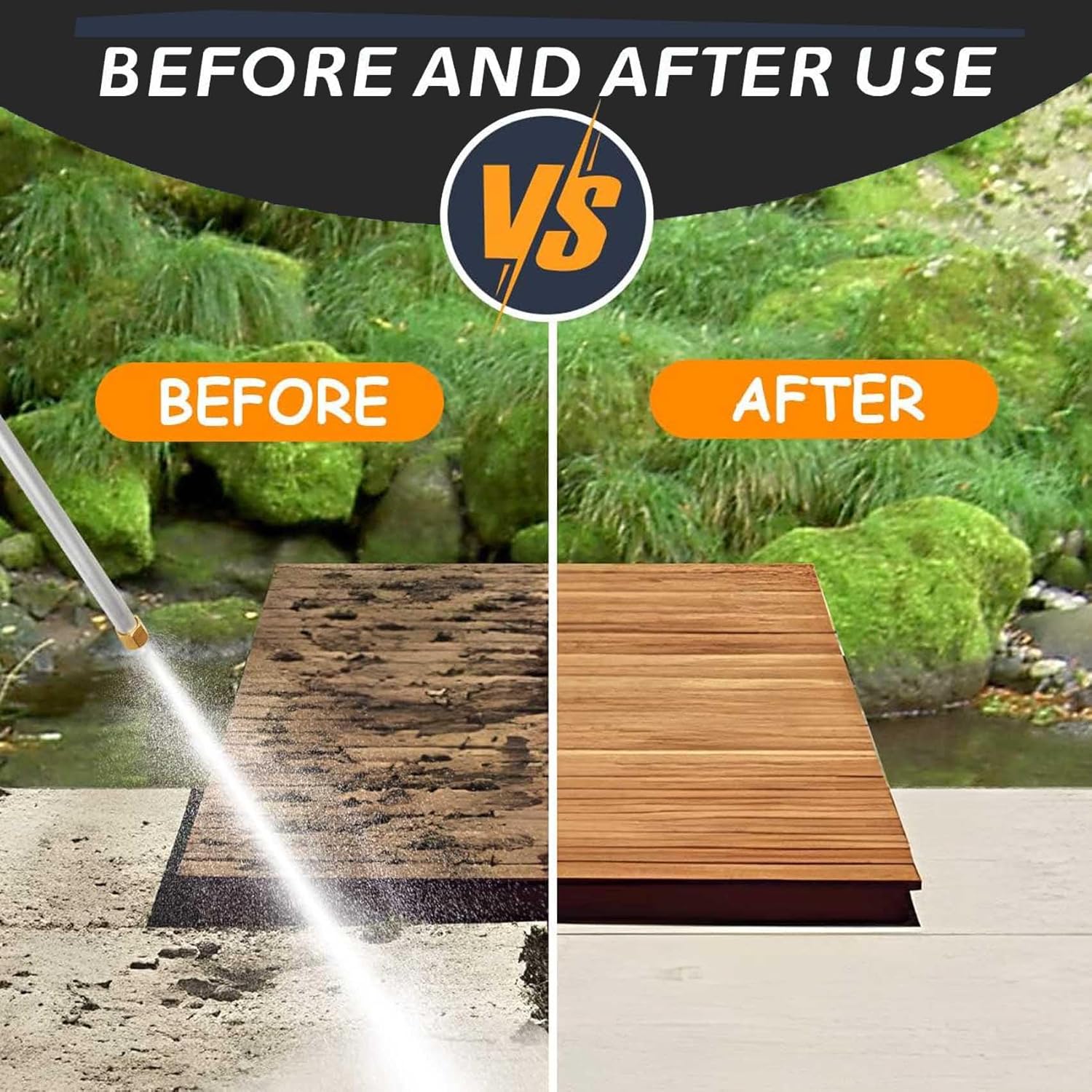 HydroNozzle-2-in-1 Portable Power Washing Nozzle with Hydronozzle,Jetson.Com Pressure Washer,Jet Nozzle High Pressure HoseNozzle with Connect Hose Fittings,For Fence Cleaning Garden Watering (F)