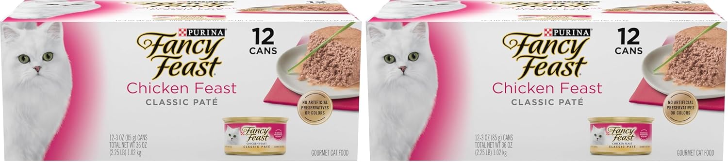 Fancy Feast Chicken Feast Classic Pate Collection Grain Free Wet Cat Food Multi-Pack - (4 Packs of 12) 3 oz. Cans
