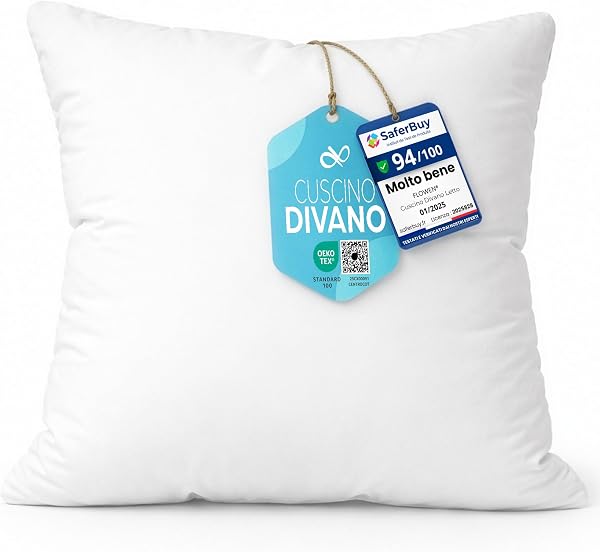 Flowen Cuscini per Divano 40x40 Imbottitura Cuscini 2 pezzi Interno Decorativi Quadrati Morbidi con Federe in Poliestere Bianca Anallergici Antiacaro Arredo Casa Salotto Letto Lavabili - 5