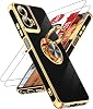 LeYi for Moto G-5G-2024 Case: (Not fit G Stylus 2024) with 2 Pack Tempered Glass Screen Protector and 360 Rotatable Ring Holder Magnetic Kickstand, Plating Rose Gold Edge, Black
