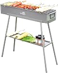 WILLBBQ Charcoal Grills Commercial Quality Portable Multiple Size Hibachi BBQ Lamb Skewer Detachable Camping Barbecue Grill for Garden Backyard Party Picnic Outdoor Cooking Use(39.4x7.1x5.1 inch)