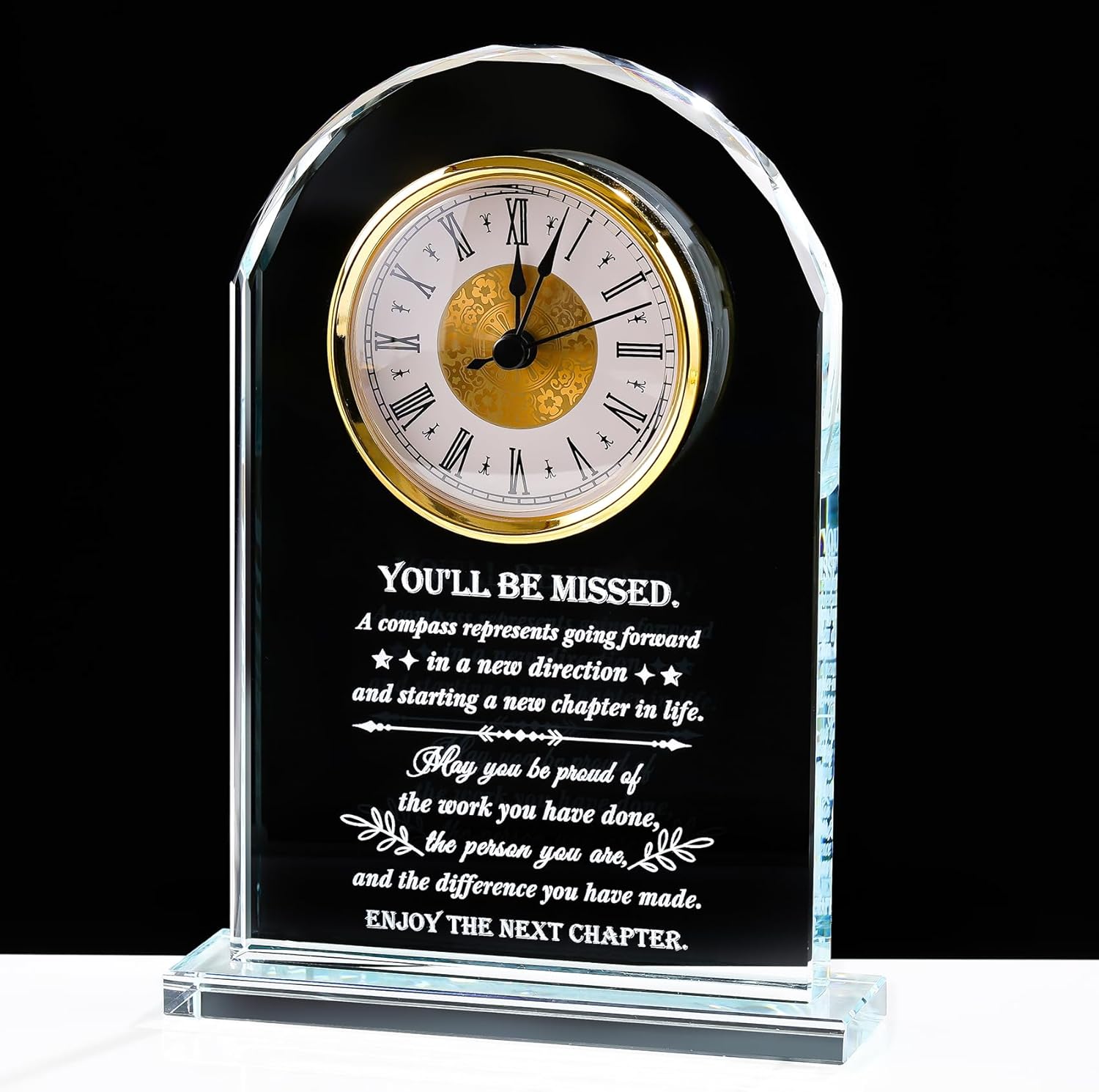 Retirement Gifts for Woman Men, Crystal Clock Plaque Keepsakes Decor, Coworker Leaving Gift for Women, Farewell Going Away Goodbye Gifts for Friends Doctor Nurse Boss Teacher, You Will Be Missed