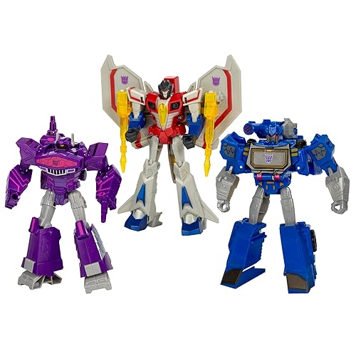 Transformers Comandante Decepticons 3-Pack de Figuras de Acción de Robot de 5 Pulgadas para Niños y Niñas, Starscream, Shockwave y Soundwave, Juguetes Interactivos para Niños de 6 años en adelante (Exclusivo de Amazon)