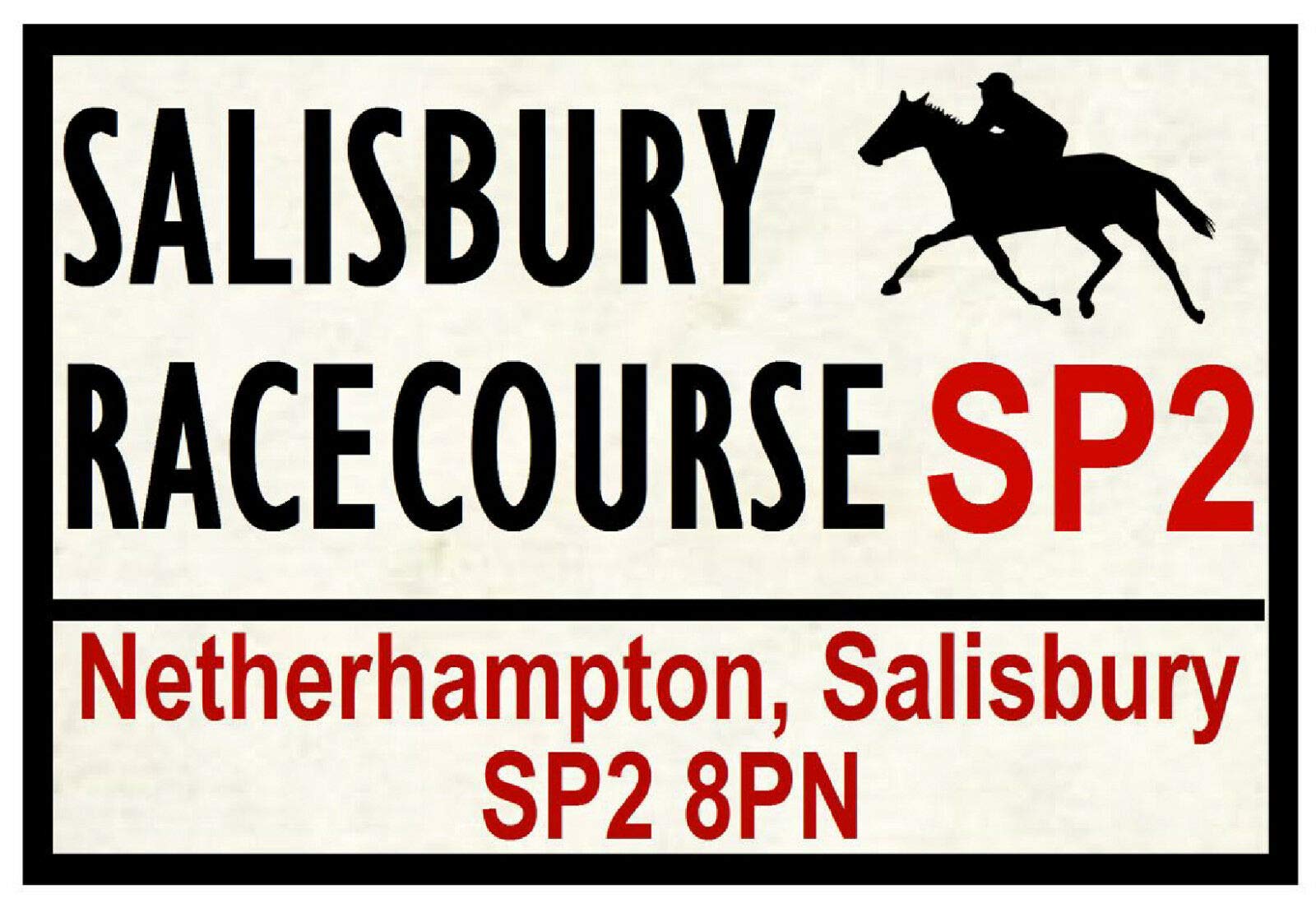 Inga Tinsign5185 Horse Racing Road Signs (Salisbury) Fun Souvenir Novelty Gifts Fence Decoration Props Plaque 8X12 Inch