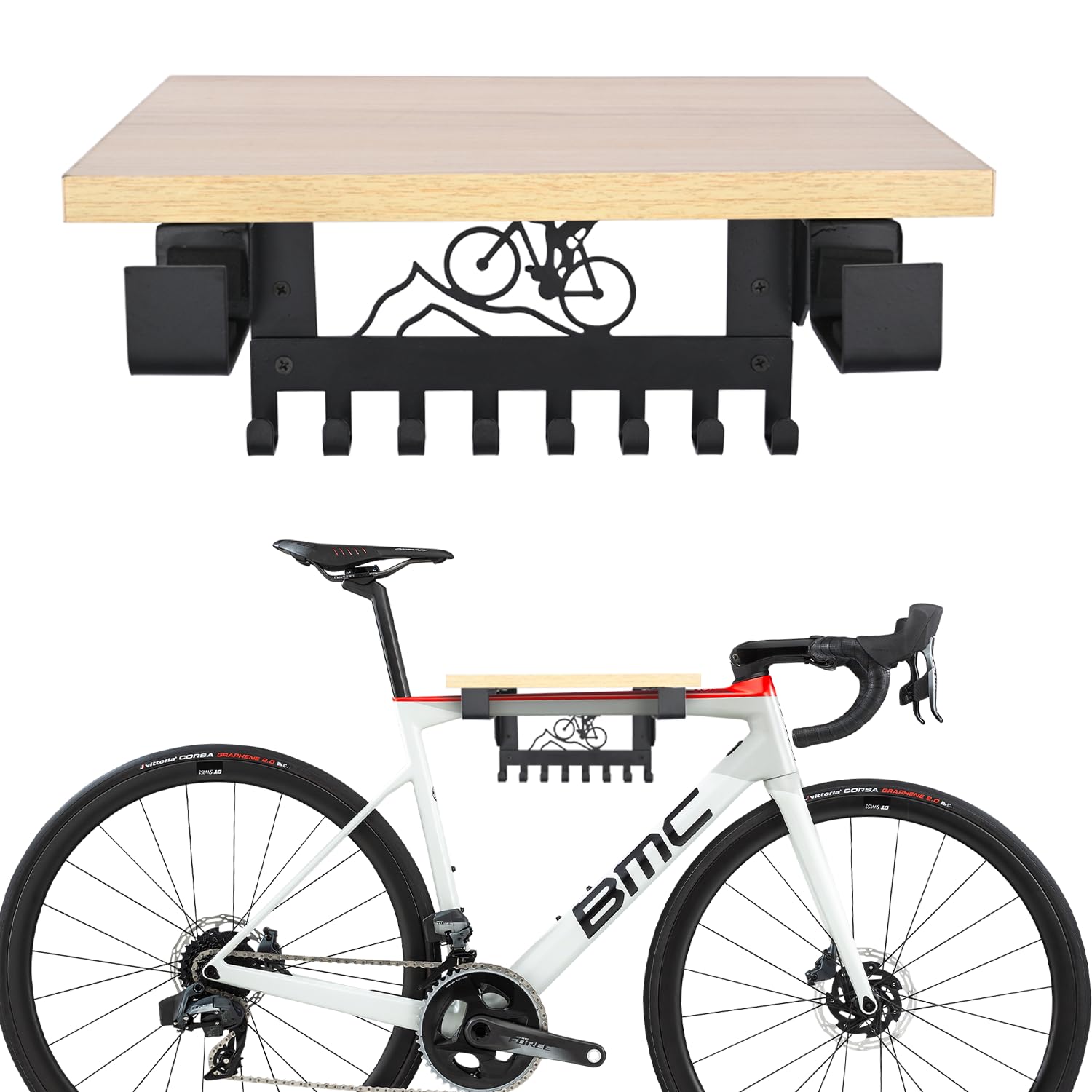 MYOYAY Support et étagère pour vélo - Support mural multifonctionnel VTT, vélo de route et électrique
