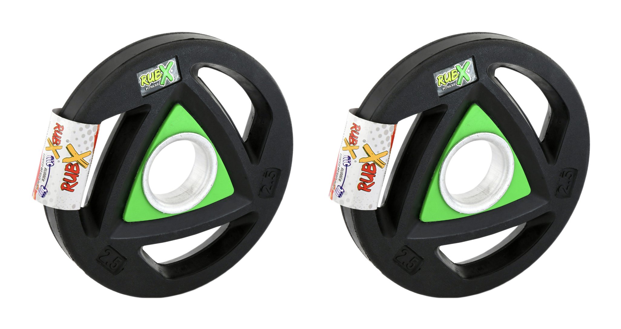RUBX Rubber Coated Metal Integrated Tri-Grip Olympic Weight Plates 50 MM Center Hole Diameter (2.5)-image-24