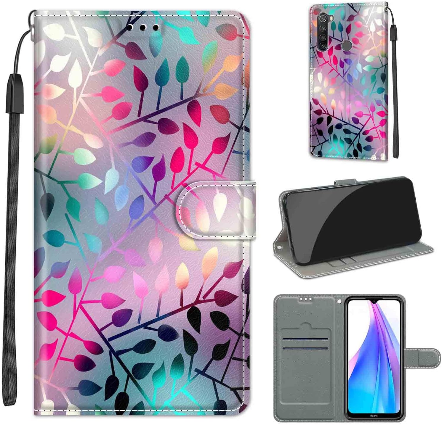SIENIANLINE Mobile Phone Case for Xiaomi Redmi Note 8T Case Wallet Leather Card Slot Magnetic Dustproof Mobile Phone Flip Case Cover Compatible with Xiaomi Redmi Note 8T - PU Leather Protective Case